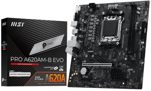 MSI PRO A620AM-B EVO AM5, 2*DDR5, 1*PCIEx16, 1*PCIEx1, 1*M.2, 1*TypeC, 6*USB3.2Gen1, 6*USB2.0, 2*SATA3.0, 2.5G, VGA, HDMI, M-ATX, RTL