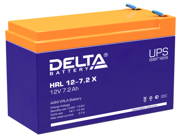 Delta Аккумуляторная батарея для ИБП (10-12 лет) HRL 12-7.2 X (12V / 7.2Ah) (4614010610012)
