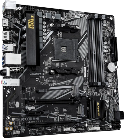 Фото GIGABYTE B550M DS3H AC R2, AM4, B550, 4*DDR4, 4*SATA, 2*M.2, 4*USB 3.2, 2*USB 2.0, 2*PCIx16, 1*PCIx1, HDMI+DP, mATX