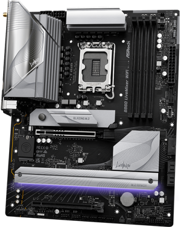 Фото ASROCK B860 LIVEMIXER WIFI, LGA1851, B860, 4*DDR5, 4*SATA, 3*M.2, 6*USB 3.2, 6*USB 2.0, Type-C, 2*PCIx16, 1*M.2 (Key E), HDMI, ATX