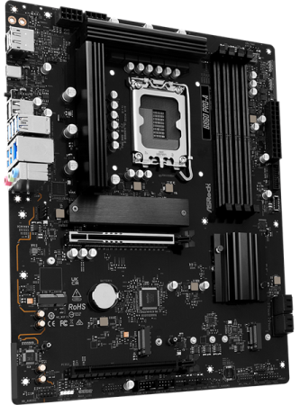 Фото ASROCK B860 PRO-A, LGA1851, B860, 4*DDR5, 4*SATA, 4*M.2, 6*USB 3.2, 2*USB 2.0, Type-C, 2*PCIx16, 1*M.2 (Key E), HDMI+DP, ATX