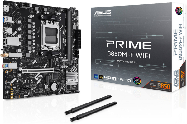 ASUS PRIME B850M-F WIFI, AM5, B850, 2*DDR5, 4*SATA, 2*M.2, 4*USB 3.2, 4*USB 2.0, 3*PCIx16, 2*PCIx1, DP+HDMI, mATX; 90MB1N80-M0EAY0