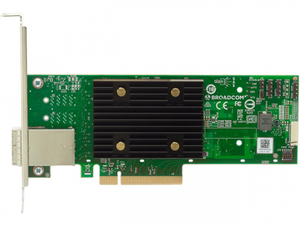Broadcom HBA Controller 9500-8e, PCIe 4.0 x8 LP, Tri-Mode SAS/SATA/NVMe 12G HBA, 8port (2*ext SFF8644), SAS3808, 1 year
