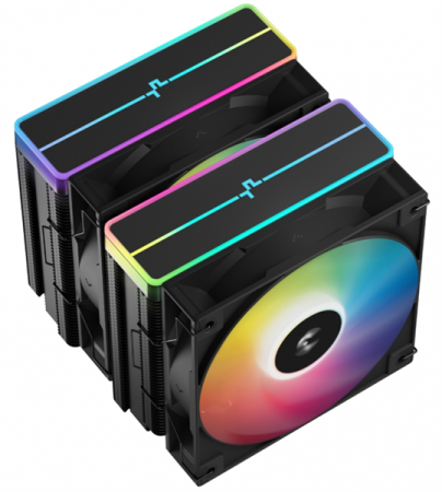 Фото DEEPCOOL AG620 BK ARGB V2 LGA20XX/1700/1200/115X/AM5/AM4 (9шт/кор, TDP 260W, PWM, ARGB DUAL Fan 120mm, 6 тепл. трубок, черный) RET (R-AG620-BKAMMN-GJD)