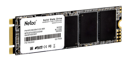 Фото Netac SSD N535N 512GB M.2 2280 SATAIII 3D NAND, R/W up to 540/490MB/s, TBW 280TB, 3y wty