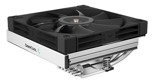 Фото DEEPCOOL AN600 LGA1700/1200/115X/AM5/AM4 низкопрофильный 67mm (18шт/кор, TDP 180W, PWM, White LED Fan 120mm, 6 тепл. трубок, Copper Base, черный) RET (R-AN600-BKNNMN-G)
