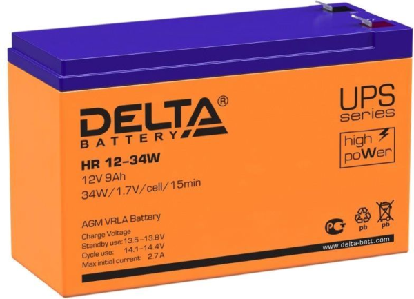 Delta Аккумуляторная батарея для ИБП HR 12-34 W (12V / 9Ah) (4614010630004)