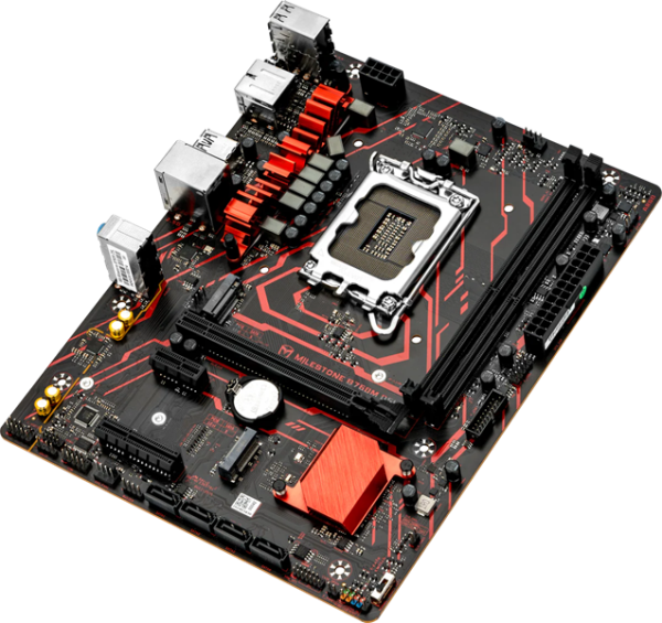Фото MAXSUN MS-Milestone B760M D5L V2, LGA1700, B760, 2*DDR5, 4*SATA3, 2*M.2, 4*USB 3.2, 2*USB 2.0, 1*PCIEx16, 1*PCIEx4, 1*PCIEx1, DP+HDMI, mATX