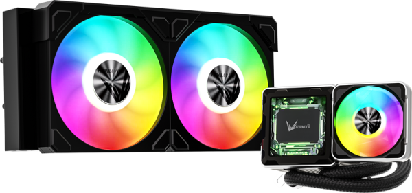 Formula V Line Cryo Wing Digi 240 BK, 240mm, LCD 2.73", 2x120mm, ARGB fans, LGA115X/1200/1700/1851/1366/2011/2066, AM3/AM4/AM5/Ryzen3/Ryzen5/Ryzen7/Threadripper/RT4