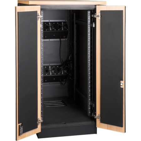 Фото Шкаф LANMASTER SOUNDPROOF звукоизолированный 24U 750x1130 мм, отделка под дерево, цвет лиственница