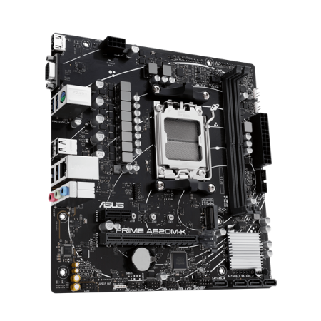 Фото ASUS PRIME A620M-K, AM5, A620, 2*DDR5, 4*SATA, 1*M.2, 4*USB 3.2, 2*USB 2.0, PCIx16, 1*PCIx1, VGA+HDMI, mATX; 90MB1F40-M0EAY0