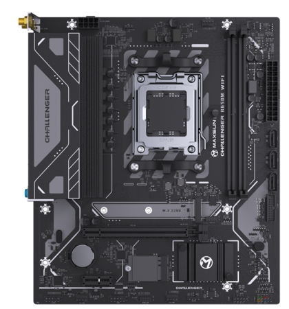 Фото MAXSUN MS-Challenger B650M WIFI, AM5, B650, 2*DDR5, 3*SATA3, M.2, 4*USB 3.2, 2*USB 2.0, 1*PCIEx16, 1*PCIEx1, DP+HDMI, mATX