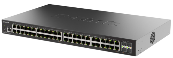 Фото D-Link Управляемый L2 коммутатор, 48x1000Base-T, 4x10GBase-X SFP+, защита от статического электричества до 6 кВ, CLI, консольный порт RJ-45, RPS, поддержка Dying Gasp