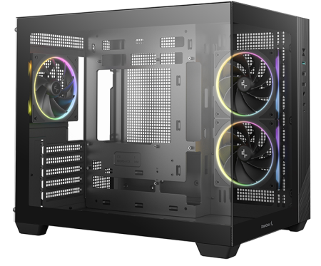 Фото Deepcool CG330 3F без БП, боковое окно (панорама), 3x120mm ARGB PWM вентилятора, черный, mATX (R-CG330-BKNGM3-G)