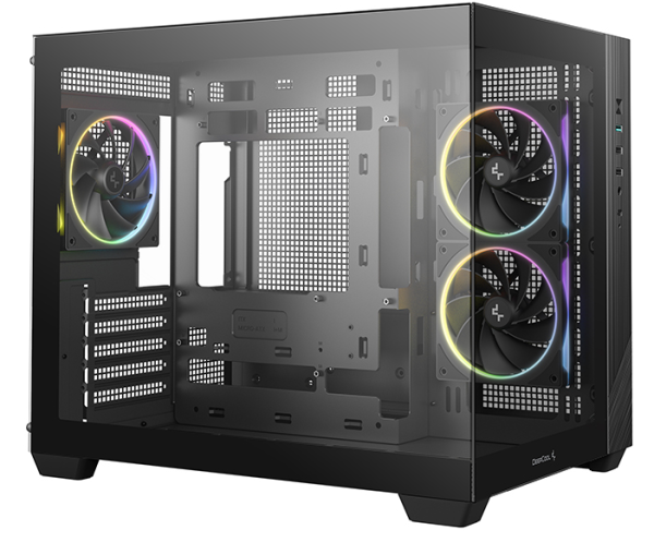 Фото Deepcool CG330 3F без БП, боковое окно (панорама), 3x120mm ARGB PWM вентилятора, черный, mATX (R-CG330-BKNGM3-G)