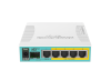 Фото MikroTik hEX PoE with 800MHz CPU, 128MB RAM, 5x Gigabit LAN (four with PoE out), SFP, USB, RouterOS L4, plastic case and PSU