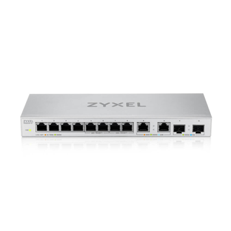 Фото Zyxel XGS1010-12, 8xGE, 2x1/2,5GE, 2xSFP+, настольный, бесшумный