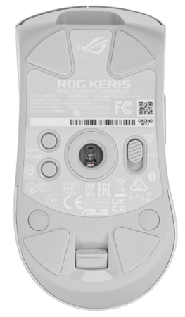 Фото ASUS ROG KERIS WIRELESS AIMPOINT, 75g, 2.4GHz RF, Bluetooth 5.1, 36K DPI sensor, 5 Programmable Button, White