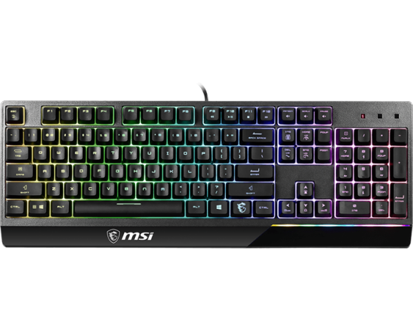 Gaming Keyboard MSI VIGOR GK30, Wired, Mechanical-like plunger switches. 6 zones RGB lighting with several lighting effects. Anti-ghosting Capability. Water Resistant (spill-proof), Black