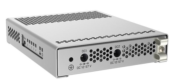 Фото MikroTik Cloud Router Switch 305-1G-4S+IN with 800MHz CPU, 512MB RAM, 1xGigabit LAN, 4 x SFP+ cages, RouterOS L5 or SwitchOS (dual boot), metallic desktop case, PSU