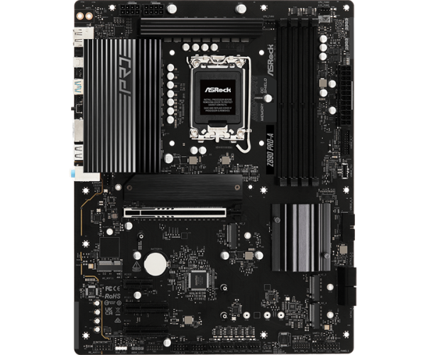 ASROCK Z890 PRO-A, LGA1851, Z890, 4*DDR5, 4*SATA, 4*M.2, 4*USB 3.2, 4*USB 2.0, Type-C, 1*PCIx16, 2*PCIx4, 1*M.2 (Key E), HDMI+DP, ATX