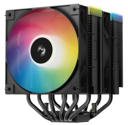 Фото DEEPCOOL AG620 BK ARGB V2 LGA20XX/1700/1200/115X/AM5/AM4 (9шт/кор, TDP 260W, PWM, ARGB DUAL Fan 120mm, 6 тепл. трубок, черный) RET (R-AG620-BKAMMN-GJD)