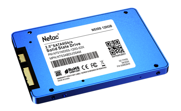 Фото Netac SSD N535S 120GB 2.5 SATAIII 3D NAND, 7mm, R/W up to 510/440MB/s, TBW 70TB, 5y wty