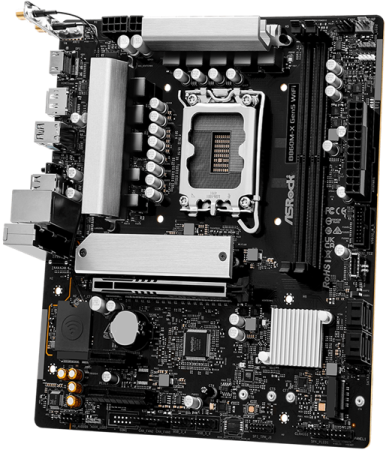 Фото ASROCK B860M-X Gen5 WiFi, LGA1851, B860, 2*DDR5, 4*SATA, 2*M.2, 3*USB 3.2, 2*USB 2.0, Type-C, 2*PCIx16, 1*M.2 (Key E), HDMI+DP, mATX