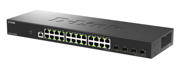 Фото D-Link Управляемый L2 коммутатор, 24x1000Base-T, 4x10GBase-X SFP+, защита от статического электричества до 6 кВ, CLI, консольный порт RJ-45, RPS