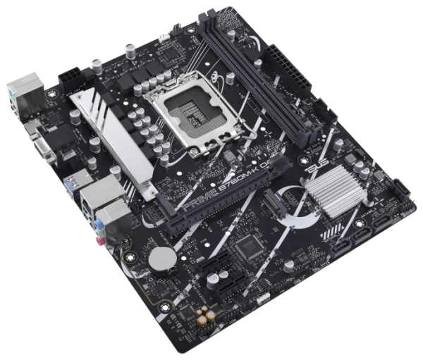 Фото ASUS PRIME B760M-K D4, LGA1700, B760, 2*DDR4, 4*SATA, 2*M.2, 4*USB 3.2, 2*USB 2.0, 1*PCIx16, 2*PCIx1, VGA+HDMI, mATX; 90MB1DS0-M1EAY0