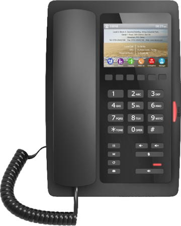 Фото Fanvil H5W, 2 SIP-акк., 3.5", 480x320 Цвет. экран, POE, БП в комп., 2x100 Mbps, Wi-Fi, Чёрный, 6 прог. клав.