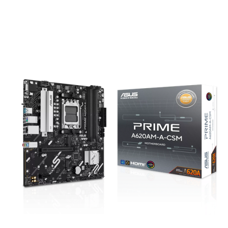 Фото ASUS PRIME A620AM-A-CSM, AM5, A620A, 4*DDR5, 4*SATA, 2*M.2, 2*USB 3.2, 4*USB 2.0, 1*PCIx16, 1*PCIx1, DP+VGA+HDMI, mATX;
