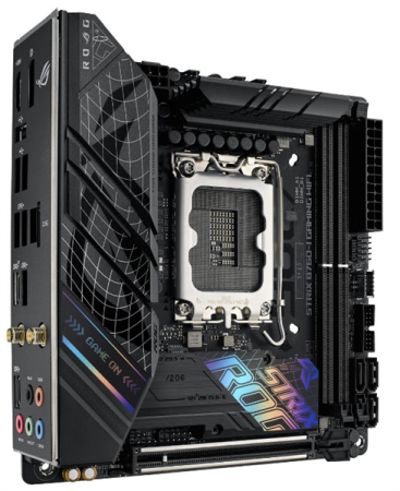 Фото ASUS ROG STRIX B760-I GAMING WIFI, LGA1700, B760, 2*DDR5, 4*SATA, 2*M.2, 3*USB 3.2, 3*USB 2.0, Type-C, 1*PCIx16, DP+HDMI, mITX; 90MB1D90-M1EAY0