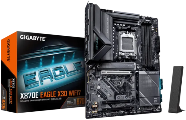 GIGABYTE X870E EAGLE X3D WIFI7, AM5, X870, 4*DDR5, 4*SATA, 4*M.2, 5*USB 3.2, Type-C, 3*PCIx16, HDMI, ATX