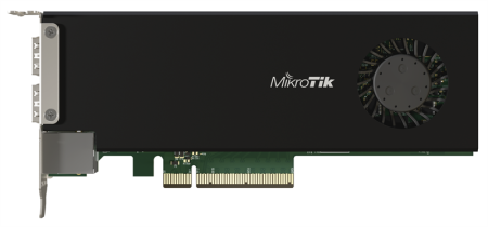 Фото MikroTik Cloud Core Router 2004-1G-2XS-PCIe network interface card with quad-core ARMv8 64-bit AL32400 CPU, 4GB RAM, 2x25G SFP28 cages, 1xGbit LAN, RouterOS L6