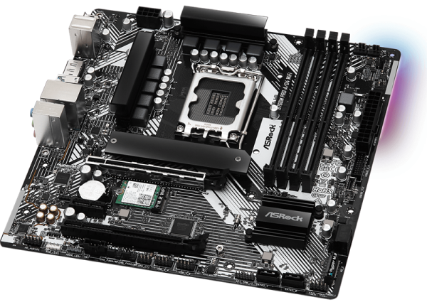 Фото ASROCK B760M PRO-A/D4 WIFI, LGA1700, B760, 4*DDR4, 4*SATA, 2*M.2, 3*USB 3.2, 2*USB 2.0, Type-C, 2*PCIx16, 1*PCIx1, 1*M.2 (Key E), HDMI+DP, mATX