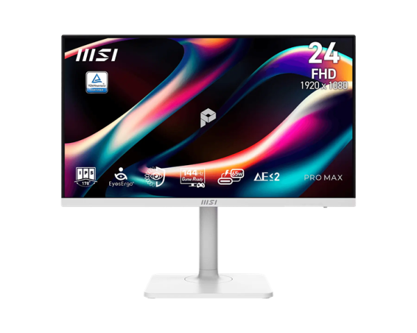 MSI PRO MAX 241PHW E14 23,8" 16:9 FHD(1920x1080) IPS Flat,4ms(GTG),1500:1,100M:1,300nit,HDMI,DP,2xUSB Type-A,USB Type-B,USB Type-C,Speaker,Tilt,Swivel,Height,Pivot,144Hz,White,1y w-ty