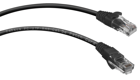 Фото Cabeus PC-UTP-RJ45-Cat.5e-2m-BK Патч-корд U/UTP, категория 5е, 2xRJ45/8p8c, неэкранированный, черный, PVC, 2м