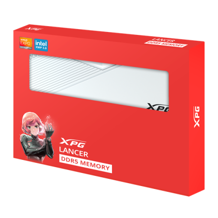 Фото ADATA LANCER DDR5 DIMM 32GB 6000MHz 2*16GB 30-40-40 1.4V WHITE DUAL COLOR BOX