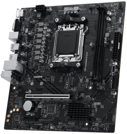 Фото MSI PRO A620AM-B EVO AM5, 2*DDR5, 1*PCIEx16, 1*PCIEx1, 1*M.2, 1*TypeC, 6*USB3.2Gen1, 6*USB2.0, 2*SATA3.0, 2.5G, VGA, HDMI, M-ATX, RTL