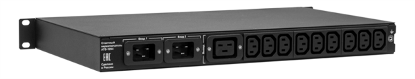 Фото ELEMY ATS, 1U, 220B, 16A, Индикация: OLED-дисплей, Мониторинг: WEB, SNMP, Modbus-TCP, Вход (2) C20, Выход (1) C19 (9) C13 (аналог: AP4423, AP4423A)