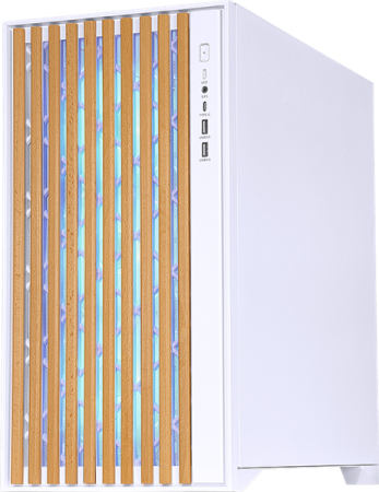 Фото Formula V Line TimberLine T0 White, ATX, wood+plastic front, TYPE-C*1, USB3.0*2, FRONT 3x120mm FRGB, REAR 1x120mm FRGB