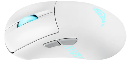 Фото ASUS ROG KERIS II ORIGIN, 54g, Wired, 2.4GHz RF, Bluetooth 5.1, 42K DPI sensor, 5 Programmable Buttons, White