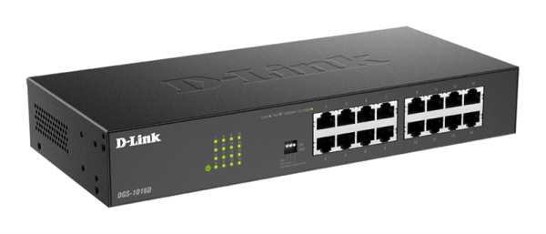 Фото D-Link Неуправляемый коммутатор, 16x1000Base-T, DIP-переключатель, защита от статического электричества до 1 кВ