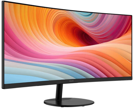 Фото MSI PRO MP341CQ E12 34" 21:9 UWQHD(3440x1440) VA Curve1500R, 1ms(MPRT), 3500:1,100M:1,300nit,178/178,2xHDMI 2.0,DP 1.4a,Tilt,Speaker,VESA,120Hz,Black,1y w-ty