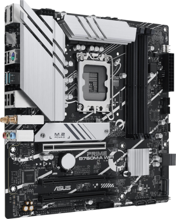 Фото ASUS PRIME B760M-A WIFI, LGA1700, B760, 4*DDR5, 4*SATA, 2*M.2, 2*USB 3.2, 4*USB 2.0, 3*PCIx16, DP+2*HDMI, mATX; 90MB1EL0-M1EAY0
