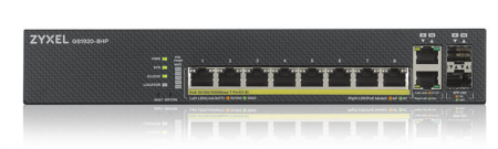 Фото Smart L2 PoE+ Zyxel NebulaFlex GS1920-8HPv2, 8xGE PoE+, 2xCombo (SFP/RJ-45), бесшумный (без вентилятора), бюджет PoE 130 Вт