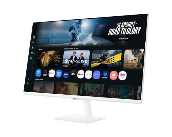Фото Samsung 32" Smart monitor M7 S32FM703UI (VA 16:9 3840x2160x60Hz 4ms 300cd 3000:1 178/178 1млрд HDMI USB-C(65W) 2*USB 2.0 Spk10W Tizen HDR10+ sRGB 99% Tilt WiFi5 BT5.2 VESA White ПультДУ)