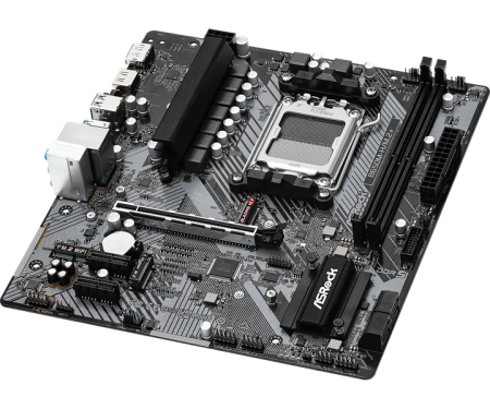 Фото ASROCK B650M-H/M.2+, AM5, B650, 2*DDR5, 4*SATA, 2*M.2, 3*USB 3.2, 2*USB 2.0, Type-C, 1*PCIx16, 2*PCIx1, 1xM.2 (Key E), HDMI+DP, mATX