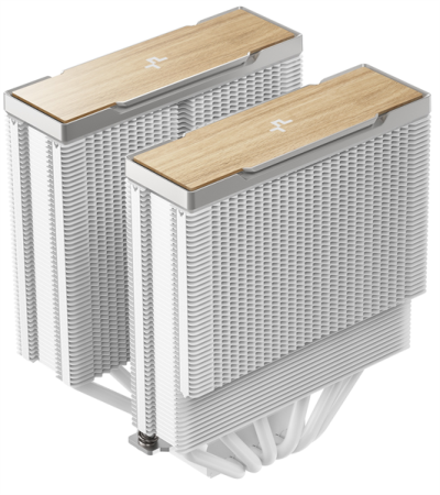 Фото DEEPCOOL AK620 G2 WH LGA1851/1700/1200/115X/AM5/AM4 (8шт/кор, TDP 260W, PWM, DUAL Fan 120mm, 6 тепл. трубок, Copper Base, Wood-grain top cover, белый) RET (R-AK620G2-WHNNMN-GJD)